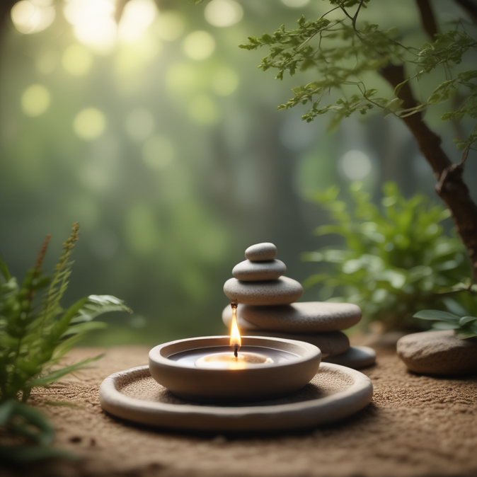 Pila di pietre e candela