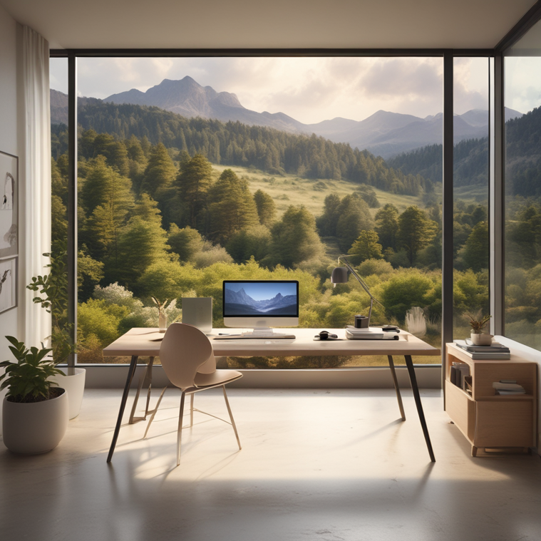 Ufficio con panorama boscoso