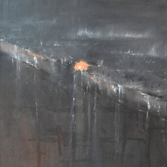 Pioggia battente, 2022 Olio su tela, 40x50cm