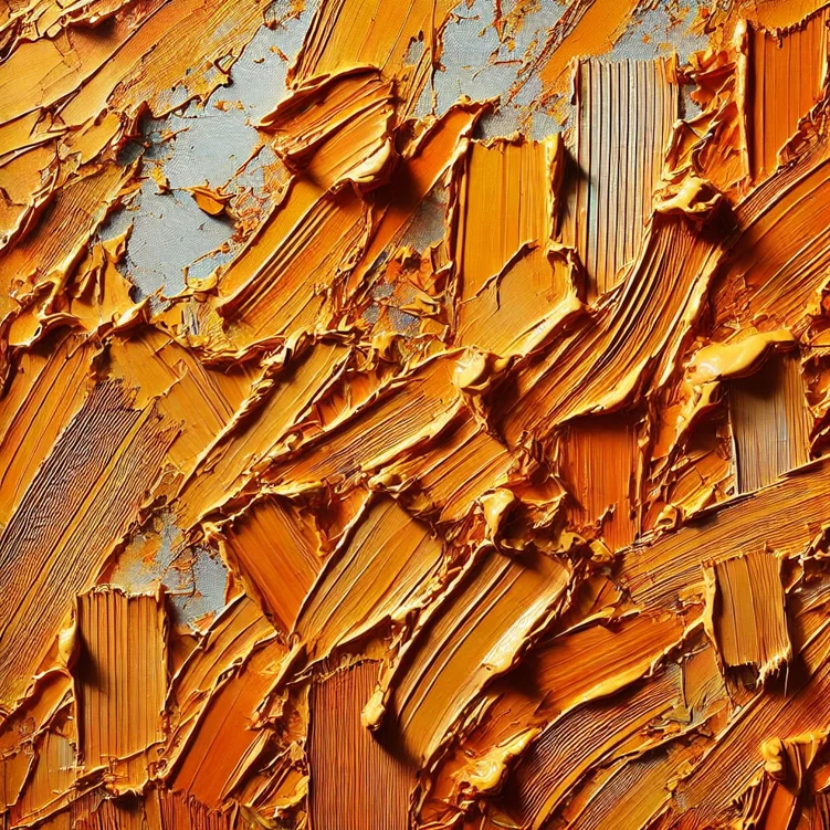 dall·e 2024-12-15 15.50.53 - a textured painting on canvas featuring bold, heavy brushstrokes of thick orange paint. the brushstrokes are dynamic and expressive, creating a sense 