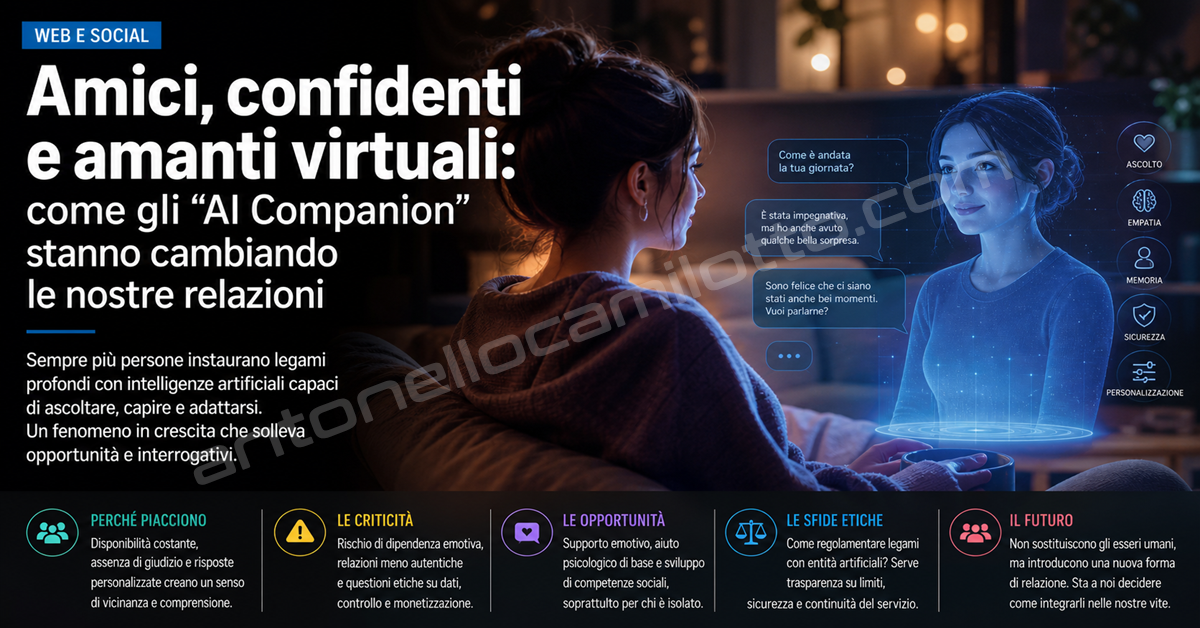 Amici, confidenti e amanti virtuali: la rivoluzione silenziosa degli AI Companion