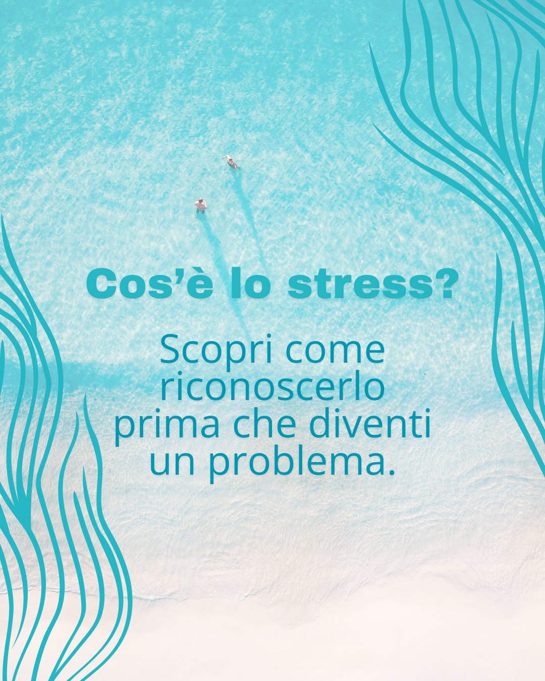 Lo stress non è il nemico. Imparare a riconoscerlo per non esserne sopraffatte. mare calmo con colori rilassanti, metafora visiva del rilassamento corporeo e della gestione dello stress.