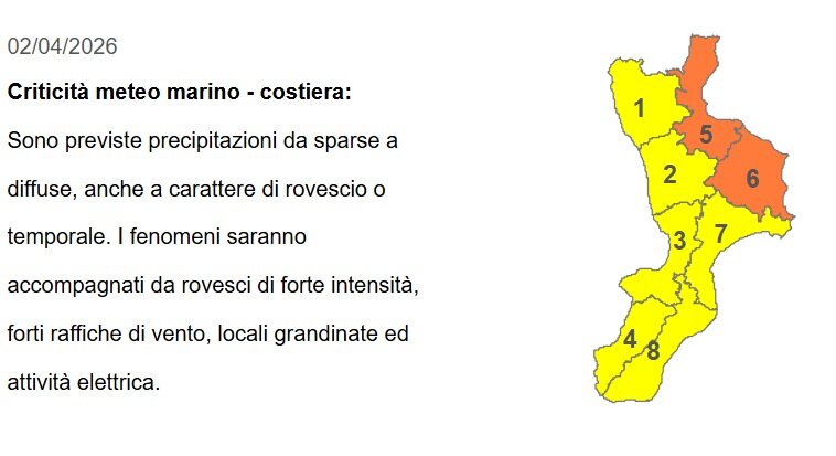 MALTEMPO, DOMANI ALLERTA METEO ARANCIONE IN TUTTA LA SIBARITIDE