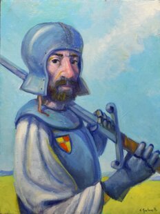 claudio giulianelli - la santa guerra - dio lo vuole - olio su tela cm 30 x 20 2023.jpeg