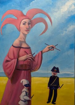 claudio giulianelli - il grande duello olio su tela cm 70 x 50 2026.jpeg