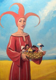 claudio giulianelli - pulcinella's escape - oil on canvas 70 x 50 cm - 2025.jpeg