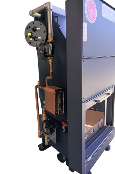 caldaia a biomassa con componenti idraulici