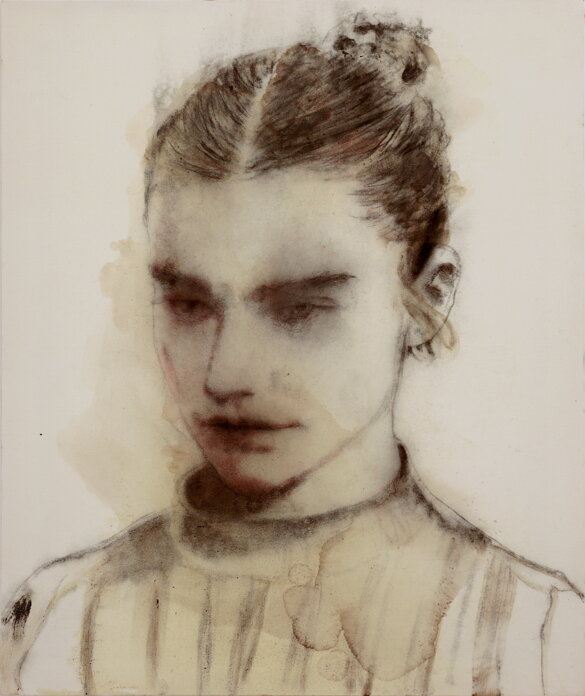 meghan, 2024, 120x100cm bitume e carboncini su tela.jpeg