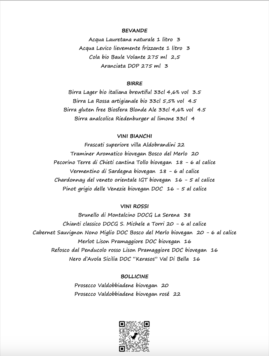 menu bevande status agosto 2025
