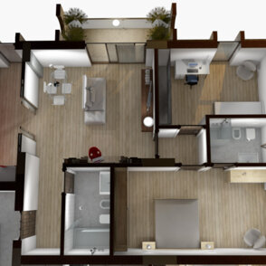 Spaccato 3D Appartamento Tipo A Ipotesi D1