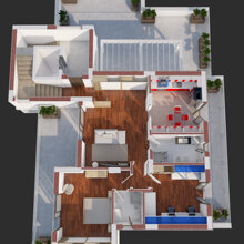 Spaccato 3D App. Tipo G (attico) - Piano Quinto Progetto E1 Spaccato 3D App. Tipo G (attico) - Piano Quinto Progetto E1