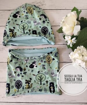 set-cappellino-e-scaldacollo-primavera-autunno-versione-animali-del-bosco-verde-acqua