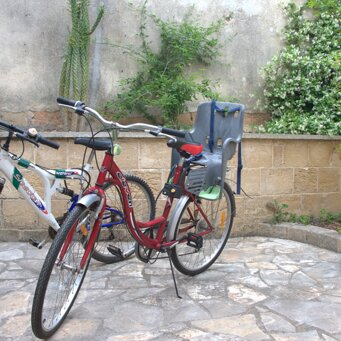 due bici due bici e un seggiolino per i più piccoli