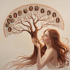 una dea dai capelli lunghi che guarda il suo albero genealogico (2).jpeg