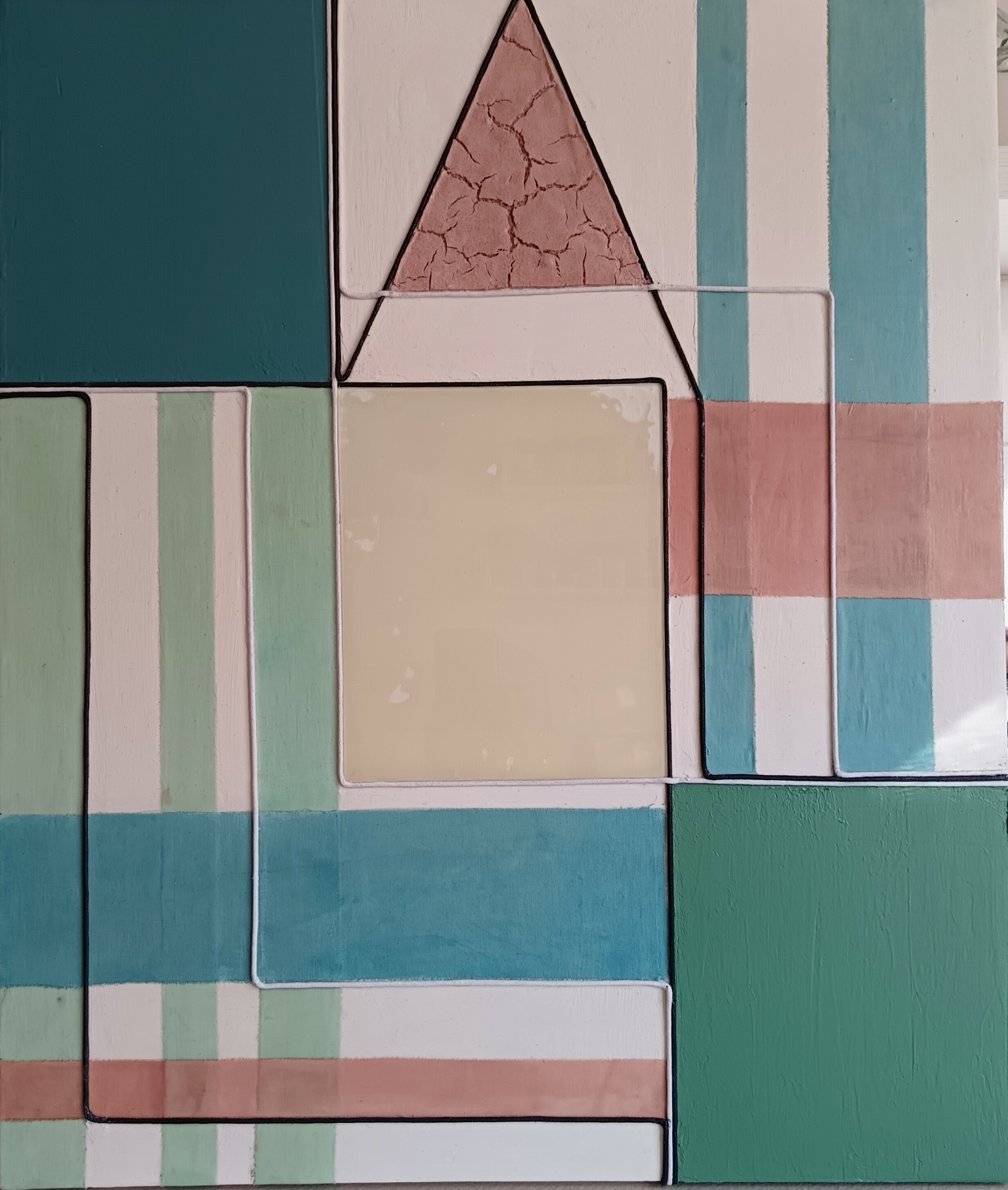 pigmenti- rame-vetro-fili su tavola 72x61