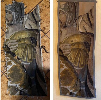 Restauro integrativo di un frammento di arazzo di manifattura Aubusson, XVIII secolo