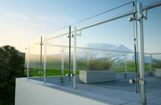 Parapetto Balcone in Vetro Extra Chiaro Stratificato Temperato, struttura Inox-Gama Milano