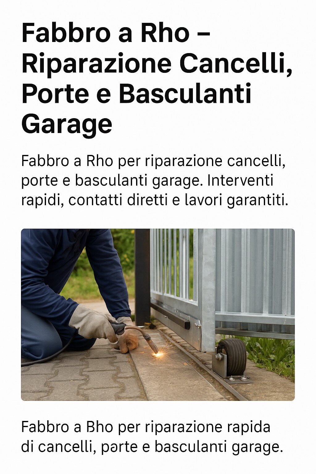 Fabbro a Rho – Riparazione Cancelli, Porte e Basculanti Garage