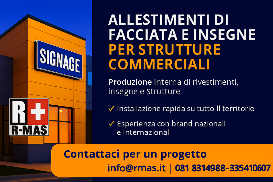 banner allestimenti di facciata e insegne per strutture commerciali