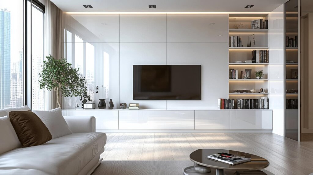 Progetto di light design a Brescia con illuminazione moderna integrata in soggiorno